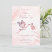 Invitation Baby shower rose (Debout devant)