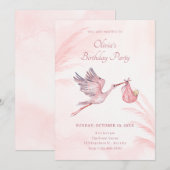 Invitation Baby shower rose (Devant / Derrière)