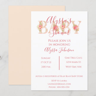 Invitation Baby shower rose