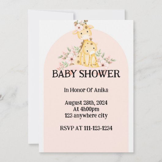 INVITATION BABY SHOWER ROSE (Devant)