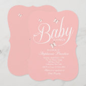 Invitation Baby shower rose (Devant / Derrière)