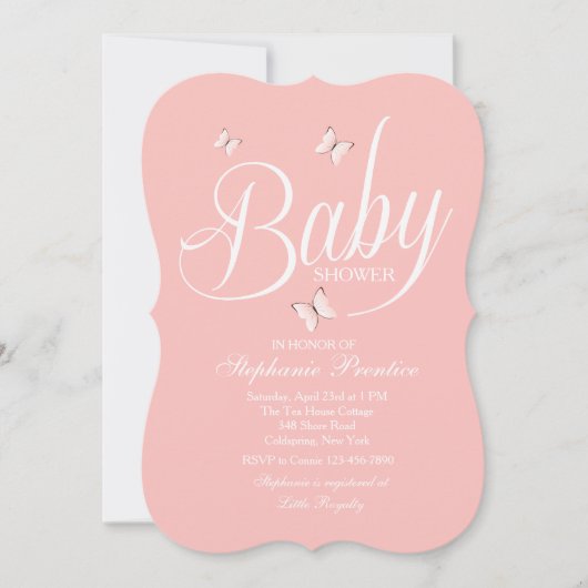 Invitation Baby shower rose (Devant)