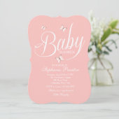 Invitation Baby shower rose (Debout devant)