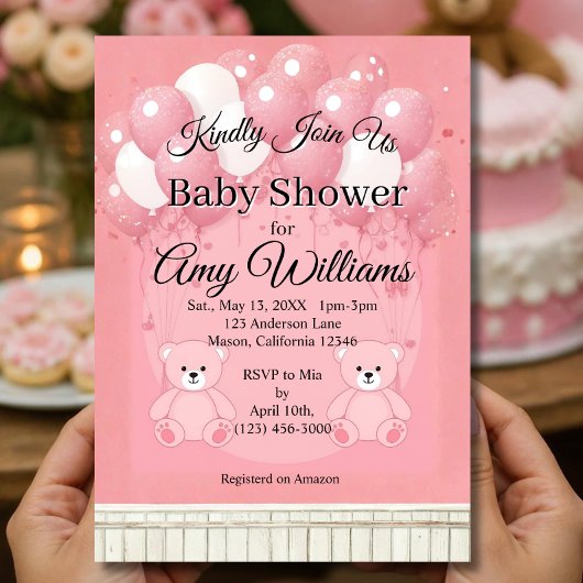Invitation Baby shower Rose