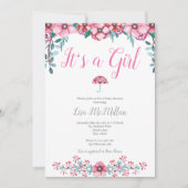 Invitation Baby shower rose (Devant)