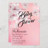 Invitation Baby shower rose (Devant / Derrière)