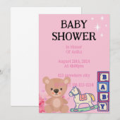 INVITATION BABY SHOWER ROSE (Devant / Derrière)