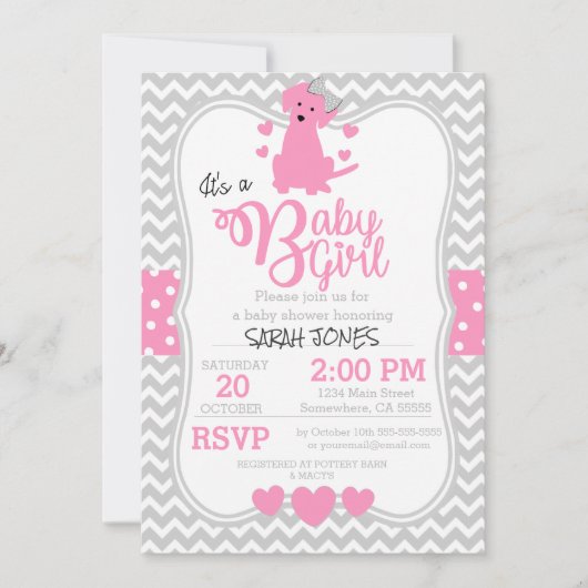 Invitation Baby shower rosé (Devant)