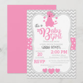 Invitation Baby shower rosé (Devant / Derrière)