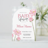 Invitation Baby shower rose (Debout devant)
