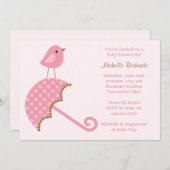 Invitation Baby shower rose (Devant / Derrière)