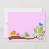 Invitation Baby shower Rose 4 Oiseaux Et Fleurs (Dos)