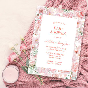 Invitation Baby shower rose à aile molle