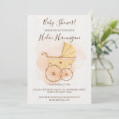 Invitation Baby shower rose Aquarelle Rustique (Debout devant)