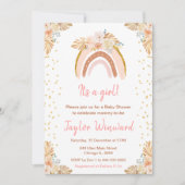 Invitation Baby shower rose arc-en-ciel Boho (Devant)