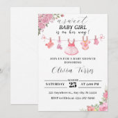 Invitation Baby shower rose avec linge de toilette (Devant / Derrière)