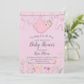 Invitation Baby shower rose | Baby Bundle (Debout devant)