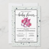 Invitation Baby shower rose Baby High Tops (Devant)