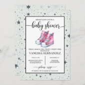 Invitation Baby shower rose Baby High Tops (Devant / Derrière)