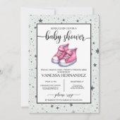 Invitation Baby shower rose Baby High Tops (Devant)