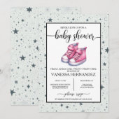 Invitation Baby shower rose Baby High Tops (Devant / Derrière)