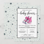 Invitation Baby shower rose Baby High Tops (Devant / Derrière)