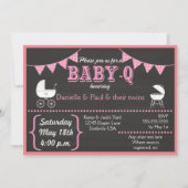 Invitation Baby shower rose Baby-Q (Devant)