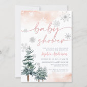 Invitation Baby shower rose, Baby shower d'hiver (Devant)