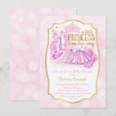Invitation Baby shower rose Ballerina Princess (Devant / Derrière)