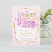 Invitation Baby shower rose Ballerina Princess (Debout devant)