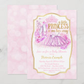 Invitation Baby shower rose Ballerina Princess (Devant / Derrière)