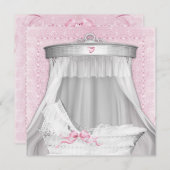 Invitation Baby shower rose Bassinet (Devant / Derrière)