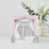 Invitation Baby shower rose Bassinet (Debout devant)