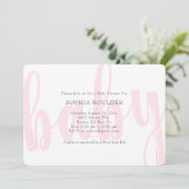 Invitation Baby shower rose bébé (Debout devant)