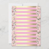 Invitation Baby shower Rose Bébé Deer Flower Gold Stripe (Dos)