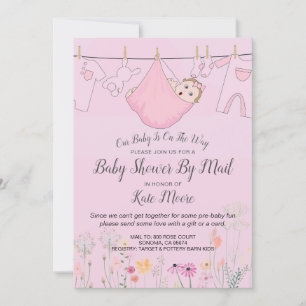 Invitation Baby shower rose bébé fille par la poste