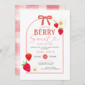 Invitation Baby shower rose Berry doux (Devant / Derrière)