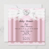 Invitation Baby shower rose blanc dentelle Diamants de la den (Dos)