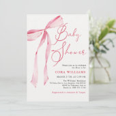 Invitation Baby shower Rose Blush & Bows (Debout devant)