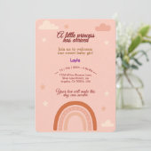 Invitation Baby shower rose Boho (Debout devant)