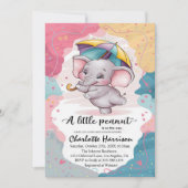 Invitation Baby shower rose Boho Elephant Girl (Devant)
