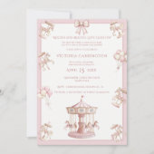 Invitation Baby shower rose carrousel (Devant)