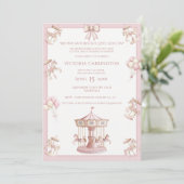 Invitation Baby shower rose carrousel (Debout devant)