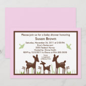 Invitation Baby shower rose cerf/cerf de saule (Devant / Derrière)