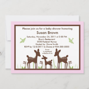 Invitation Baby shower rose cerf/cerf de saule
