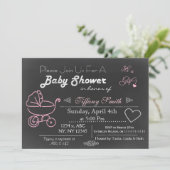 Invitation Baby shower rose Chalkboard (Debout devant)