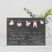 Invitation Baby shower rose Chalkboard (Debout devant)