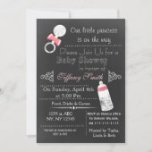 Invitation Baby shower rose Chalkboard (Devant)