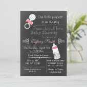 Invitation Baby shower rose Chalkboard (Debout devant)