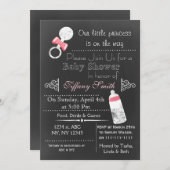 Invitation Baby shower rose Chalkboard (Devant / Derrière)